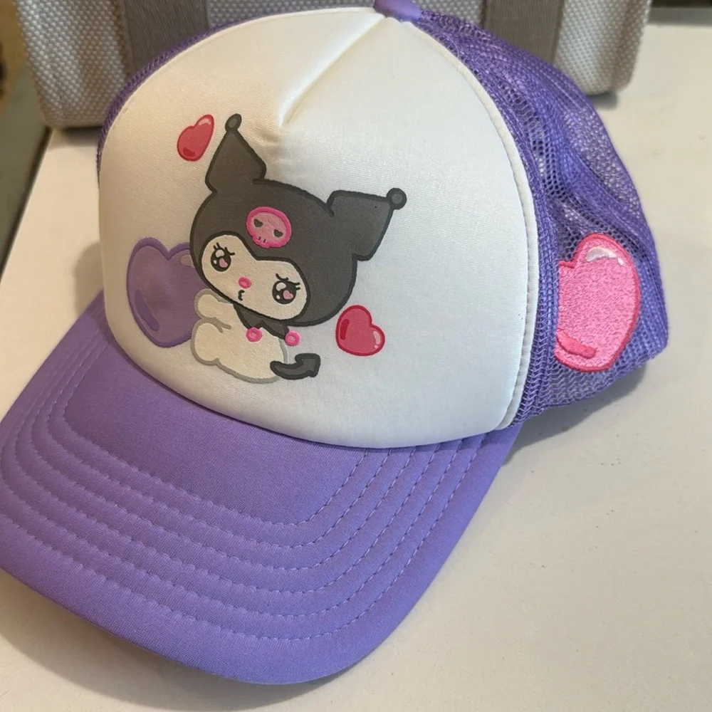 Kuromi Sanrio my melody heart -- Trucker Hat purple/white adjustable
